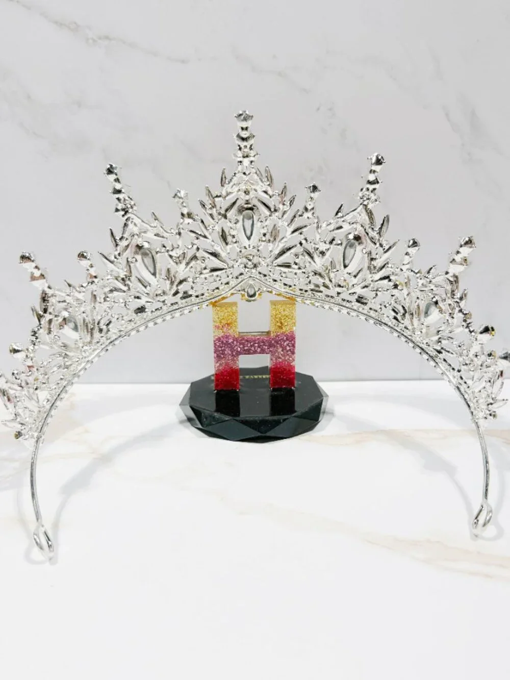 Pink Crystal Tiara, Wedding Crown, Princess Rhinestone Headpiece, Bridal tiara